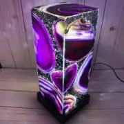 Purple Geode Agate Accent Lamp, Handmade Bedroom Interior Night Christmas Sale