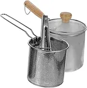 PRETYZOOM 1Set Stainless Steel Deep Fryer Pot with Frying Basket and Food Tongs for Breakfast and Deep Frying Convenient Household Cookware for Kitchens