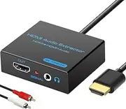 HDMI Audio Extractor,HDMI to HDMI + 3.5mm AUX Stereo Audio Outand L/R RCA Audio Out,HDMI Audio Converter Adapter Splitter Support 4K 1080P 3D Compatable for PS3 Xbox Apple TV Fire Stick. (4K@30Hz)