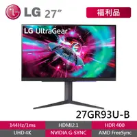 在飛比找蝦皮商城優惠-LG 27GR93U-B 福利品 27吋 UHD 4K 電競