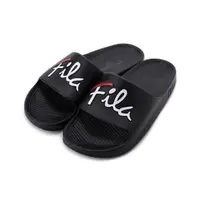 在飛比找momo購物網優惠-【FILA】FILA 男女款戶外防水黑色拖鞋 KAORACE