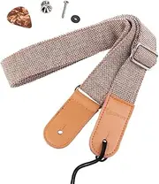 HOT SEAL Linen Style Adjustable Genuine Uke Leather Metal Hook Ukulele Strap Strong Back Straps