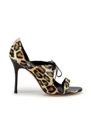 Beige Snakeskin Leopard Print Sandals