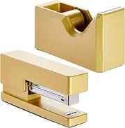 Tape Dispenser and Stapler Set (Gold, 2 Pieces)