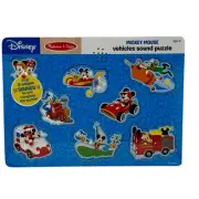 Melissa Doug Disney Mickey Mouse Friends Vehicles Sound Puzzle 8 piece Set