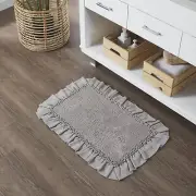 Bathmat Burlap Dove Grey Check Farmhouse 20x30 Ruffled Bath Decor VHC Brands