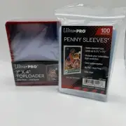 Ultra Pro 3X4 RED BORDER Toploaders 35pt 1 Pack of 25 AND 100 SLEEVES
