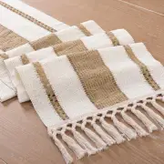 Burlap and Ivory Boho Table Runner 60 Inches Long 12" x 60" Brown & Ivory