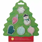 Wilton MINI Tree Cookie Cutter Set 6 pc Ornaments Snowman Snow Mitten Christmas