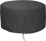 LBTING Fire Pit Cover, 48 inch Cover for 45-48 inch Round Firepit, Waterproof Windproof Dustproof UV-Resistant Heavy Duty Cover for Outdoor Patio Firepit Table - Black