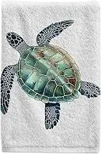 ALAZA Watercolor Sea Turtle Nautical Hand Towels Decorative Towels for Bathroom Hand Towels 100 Percent Cotton Soft Bath Towels Luxury Absorbent Face Beach Gym Towel 16x30 Inch