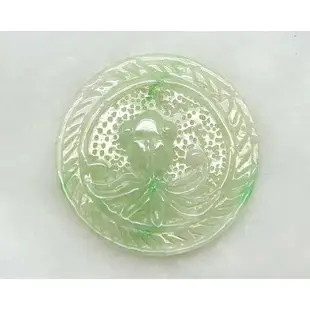 [Disk水晶][金玉滿堂]冰種飄陽綠-翡翠金魚雕刻圓牌墜BE-09