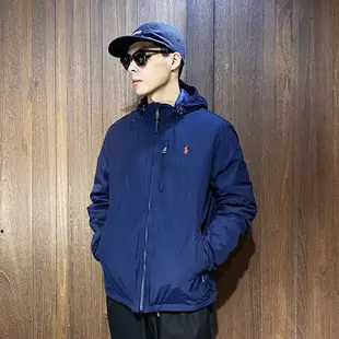 美國百分百【全新真品】Ralph Lauren 羽絨外套 連帽 男款 RL 小馬 Polo 夾克 深藍 BC75