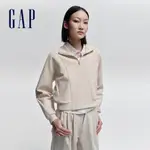 GAP 女裝 LOGO立領大學T 空氣三明治系列-米黃色(892087)