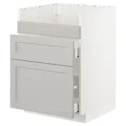 METOD / MAXIMERA base cb f HAVSEN snk/3 frnts/2 drws, white/Lerhyttan light grey, 60x60x80 cm