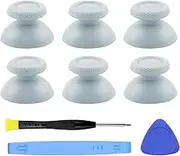 SRLWMYI 3 Pairs of Thumbsticks Joysticks Analogue Sticks and Repair Tools Kit for PS5, Analogue Joystick White Caps Replacement Parts for PS5 Controller, Textured Analogue Sticks Attachments for PS5