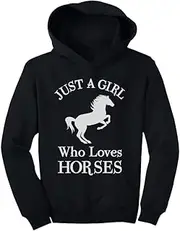 [Tstars] A Girl Who Love Horses Horse Lover Gift Youth Hoodie Medium Black