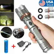 Ultra Brightest 900000LM Zoomable LED Rechargeable Flashlight Police Torch Light
