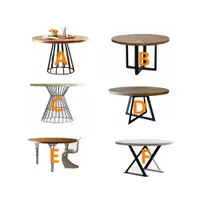 在飛比找ETMall東森購物網優惠-美式實木餐桌復古圓桌飯桌北歐工業風餐桌歐式鐵藝做舊圓形餐廳桌