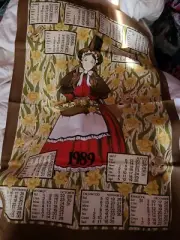 Vintage Irish Linen Tea Towel Wall Hanging 1989 CALENDER deer
