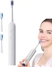 Electric Toothbrush For Adults - Waterproof Soft Bristles Tooth Cleaning Brush | Oral Hygiene Accessories, Cleaning Supplies with 2 Brush Heads