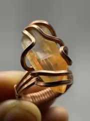 Natural Tangerine Quartz Copper RING Size 7.0 Artisan Crafted Brazil P51