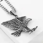 Men's 24" Stainless Steel-Silver.EAGLE,Pendant,Cuban Curb Chain Necklace~Box