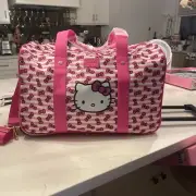 Sanrio Hello Kitty Bioworld Rolling Duffle Luggage Carry-On Travel Bag
