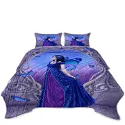Butterflies and Purple Blue Sapphire Butterfly Girl Coverlet