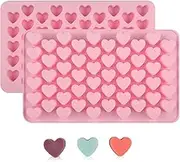 Fimary 2Pack Heart Ice Cube Tray, Mini Heart Shaped Ice Cube Trays, Silicone Flexible Easy Release Ice Molds, Reusable Ice Trays for Freezer, Ice Molds Fun Shapes for Whiskey Cocktails Bourbons Pink