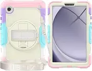 Compatible with Samsung Galaxy Tab A9 8.7Inch 2023 Model (SM-X110/SM-X115) Heavy Duty Shockproof TPU Case,Protective Cover W Screen Protector 380 Swivel Kickstand+Hand Strap+Shoulder Strap Tablet Case