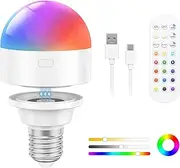 E27 Rechargeable Light Bulb with Remote Timer and 12 Color,3 Temperatures,3W Dimmable Battery Backup Bulb for Sconces and Lamps,Detachable Charging RGB LED Bulb for Non Hardwired Lamps