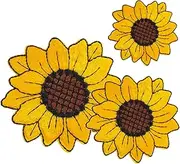 GAXIRE 3pcs Flower Embroidered Patch Delicate Sunflower Sewing Applique for DIY Clothing Dress and Repair Bright and Unique Decorative Patches