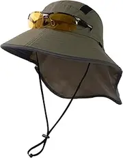 [TOP-EX] M/L/XL/XXL Unisex Mens Sun Hat with Neck Flap Sunglass Lock UPF 50 Wide Brim Outdoor Fishing Hats Waterproof & Packable