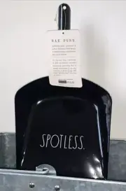 Rae Dunn “SPOTLESS” Dust Pan Metal Black New Farmhouse Rae Dunn Cleaning Supply