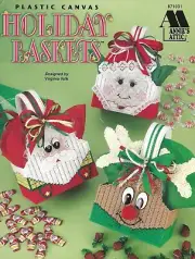 Holiday Baskets Plastic Canvas Mr & Mrs Claus Rudolph Valentine Witch Bunny BOOK