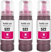 TAAUS 522 Ink Bottle Refill for Epson T522 Work with EcoTank ET-1110 ET-1810 ET-2710 ET-2720 ET-2810 ET-2811 ET-2820 ET-4700 ET-4800 Printers (3 Magenta)