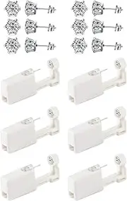 [Orglace] Ear Piercing Kits,Body Piercing Kits,6 Pack Disposable Self Ear Piercing Gun Tool with 5mm Cubic Zirconia Stud Earrings