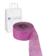 Hot Pink 12 Row Diamond Rhinestone Ribbon Trim Mesh Wrap 10 Yards - Wedding wf