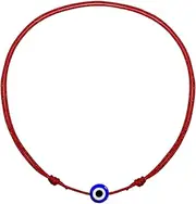 [Luck Strings] Evil Eye Red Cord Anklet Bracelet for Women Men Teen – Adjustable Waterproof String Ankle Jewelry for Protection & Good Luck, Minimalist Unisex Beach Accessory, 8" min length - 16" max length, Nylon,