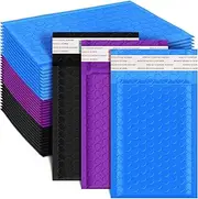 Henoyso 162 Pcs Colored Small Bubble Mailers 4x6 Inch Poly Shipping Envelopes Bulk Adhesive Shipping Bags Cushioning Padded for Mailing Packaging (Dark Purple, Dark Blue, Black)