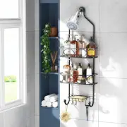 Shower Caddy over Shower Head Anti-Swing with Strong Suction Cup, Bathroom Or...