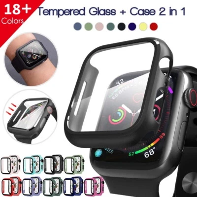 2in1 Tempered glass screen protector case Apple iwatch 6/5/4/3/2/SE Size 44/40mm