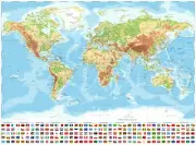 Political World Map World Map with Flags Premium Poster 90x60cm Home Decor