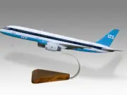 Boeing 757-200 LTS Blue & White Desk Wood Airplane New Model Large Scale 1/100