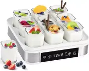 Yogurt & Cheese Maker Temperature Control & Timer - 9 Glass Jars Homemade Yogurt