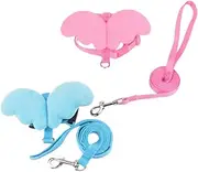 GYWHOOFT 2 Sets Adjustable Rabbit Harness, Cute Bunny Collar Leash for Jogging, Small and Portable, Blue, Pink