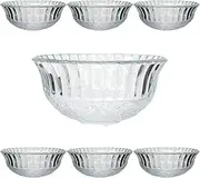 Glass Trifle Bowls Footed Large 7 Piece Set Dessert Mini Trifle Fruit Salad Stem Dishes Cut Glass Serving Bowls Deep Sundae Pudding Ice Cream Prawn Cocktail Salad Bowls