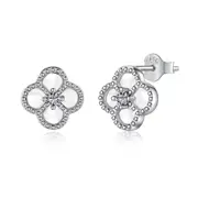 ANYCO Earrings Silver 925 Sterling Clover Earrings Jewelry Women Diamond Cubic Zirconia Earring