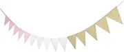 Bunting Flags Party Flag Decor Pink White Gold Flag Glitter Paper Pennant Bunting Garland for Festival Celebration Wedding Birtyday Bunting (Size : A)